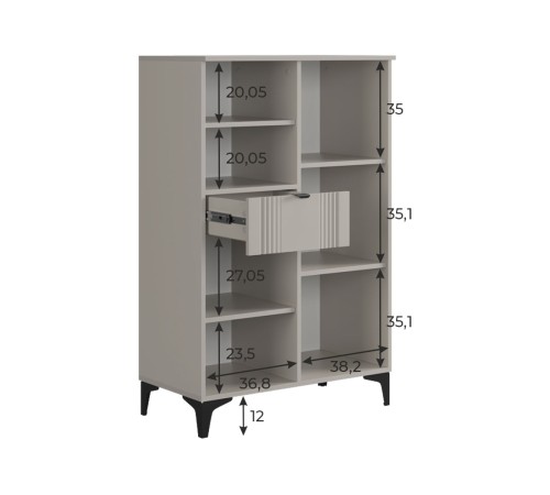 Комод 1 ящ 2 дв Рич, кашемир/фрапучино матовый/черный