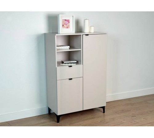 Комод 1 ящ 2 дв Рич, кашемир/фрапучино матовый/черный