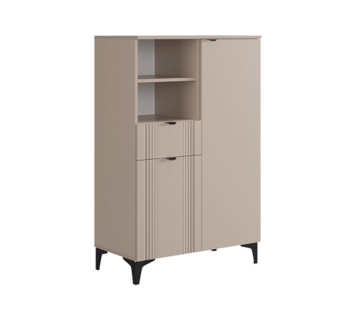 Комод 1 ящ 2 дв Рич, кашемир/фрапучино матовый/черный