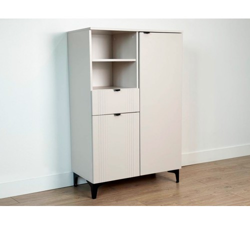 Комод 1 ящ 2 дв Рич, кашемир/фрапучино матовый/черный