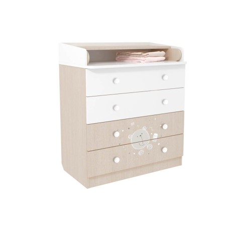 0001530.62 Комод Polini kids French 1580, Teddy [Белый / Дуб Пастельный (Teddy)]