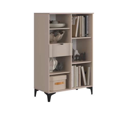 Комод 1 ящ 2 дв Рич, кашемир/фрапучино матовый/черный