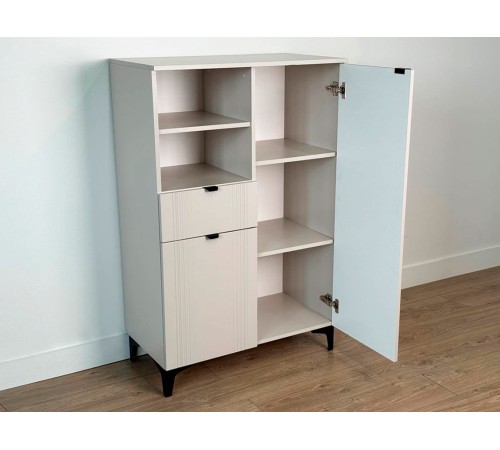 Комод 1 ящ 2 дв Рич, кашемир/фрапучино матовый/черный