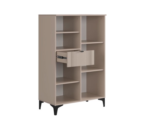 Комод 1 ящ 2 дв Рич, кашемир/фрапучино матовый/черный