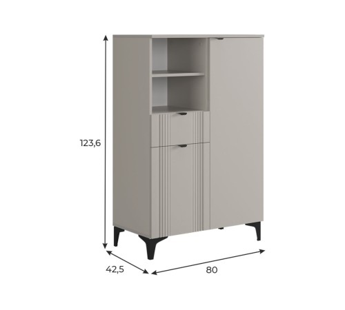 Комод 1 ящ 2 дв Рич, кашемир/фрапучино матовый/черный