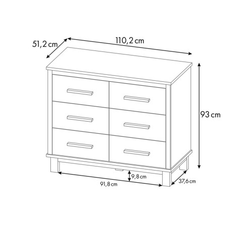 Комод Simple 3402 6 ящ, белый Комод Simple 3402 6 ящ, белый