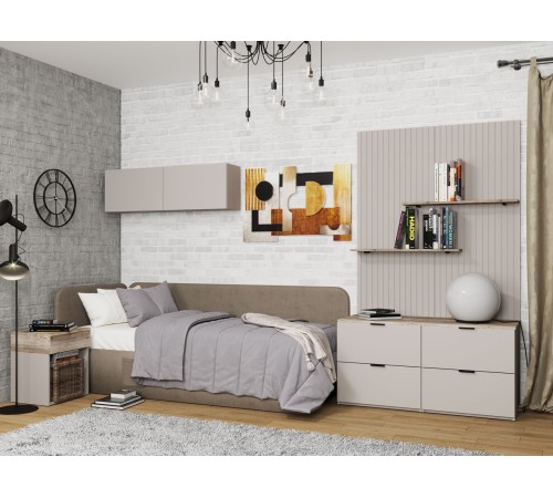 Комод Осака 4 ящ, велюр/сантьяго софт/клен каньон крупнолистный