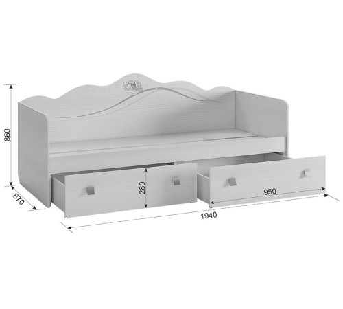 Фэнтези Кровать MDF-07 С бортиком [Белый Рамух]