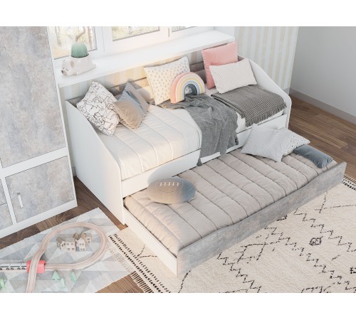 Детская кровать Паскаль 80х190, белый/цемент светлый Детская кровать Паскаль 80х190, белый/цемент светлый