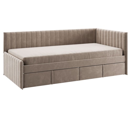 Тахта Твикс 90х200 с ящ с чехлом, латте велюр