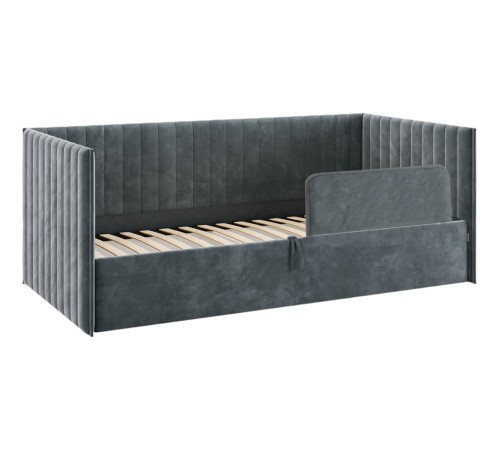 Софа с подъемным механизмом Твикс 90х200 с чехлом с бортиком, графит велюр