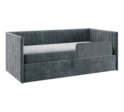 Софа с подъемным механизмом Твикс 90х200 с чехлом с бортиком, графит велюр