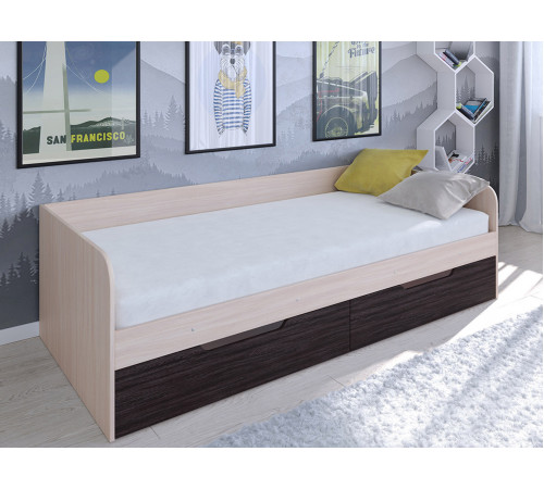 Детская кровать ODNOYAR-1-7 [Дуб Молочный / Венге]