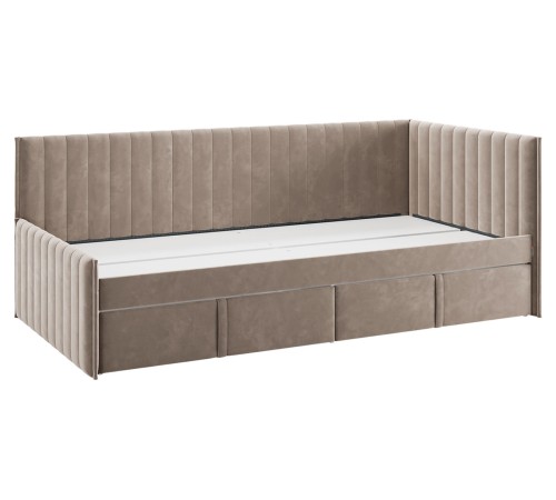 Тахта Твикс 90х200 с ящ с чехлом, латте велюр