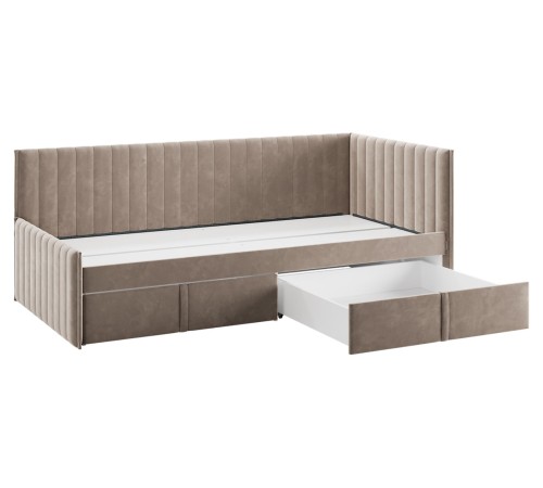Тахта Твикс 90х200 с ящ с чехлом, латте велюр