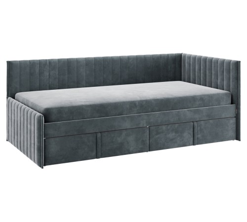 Тахта Твикс 90х200 с ящ с чехлом, графит велюр