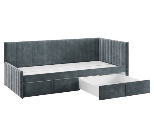 Тахта Твикс 90х200 с ящ с чехлом, графит велюр