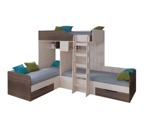 Двухъярусная кровать TRIO-1-2 [Дуб Молочный / Дуб Шамони]