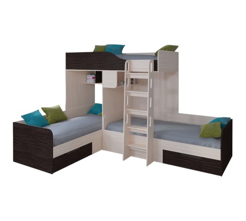 Двухъярусная кровать TRIO-1-7 [Дуб Молочный / Венге]