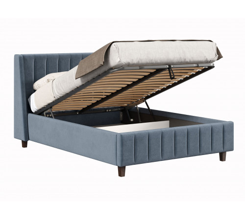 Кровать с подъемным механизмом Одри 140х200, серый велюр