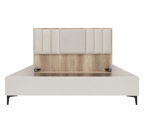 Кровать Джулия 160х200, сатин/дуб каньон/бежевый велюр