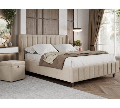 Кровать с подъемным механизмом Одри 180х200, кремовый велюр