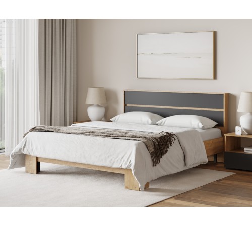 Кровать Хелен 160х200, дуб крафт золотой/графит серый