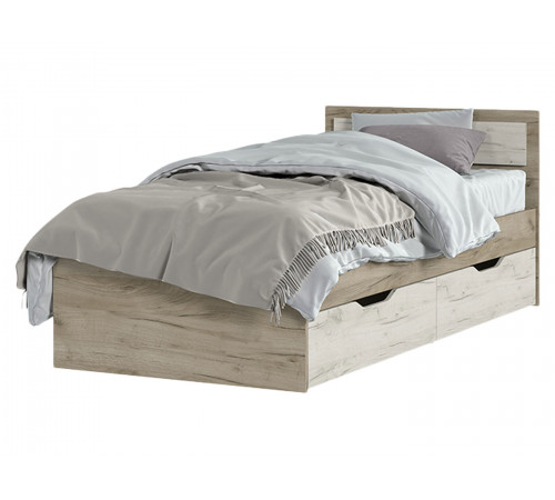 Кровать Феста с ящиками 90х200, дуб крафт серый/белый