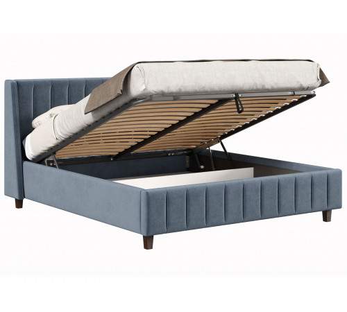 Кровать с подъемным механизмом Одри 180х200, серый велюр