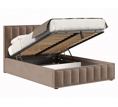 Кровать с подъемным механизмом Шерон 140х200, какао велюр