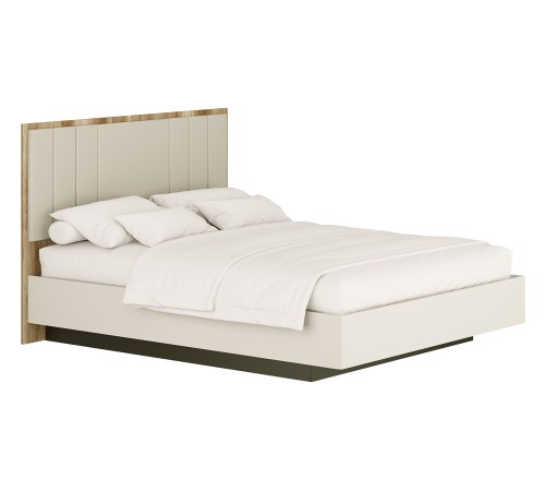 Кровать с подъемным механизмом Джулия 140х200, сатин/дуб каньон/бежевый велюр