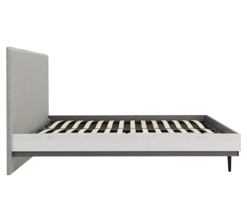 Кровать Нильс 140х200, дуб эльза/темно-серый лофт/рогожка