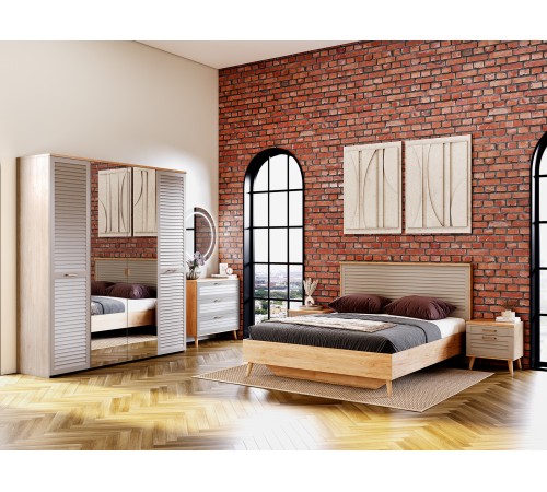 Кровать Гавана 160х200, дуб натуральный светлый/светло-серый софт Кровать Гавана 160х200, дуб натуральный светлый/светло-серый софт