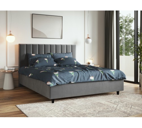 Кровать с подъемным механизмом Симона Люкс ПМ, какао велюр + Матрас Optima S 25 relax 140х200