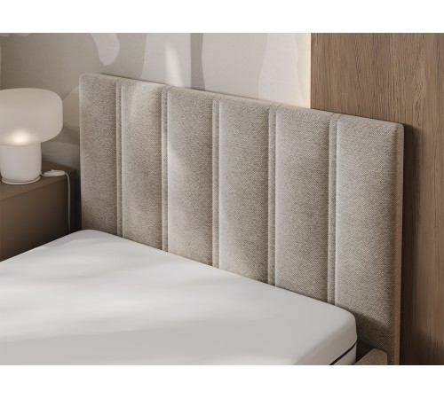 Кровать с ПМ Корсо 90х200, рогожка бежевая Кровать с ПМ Корсо 90х200, рогожка бежевая