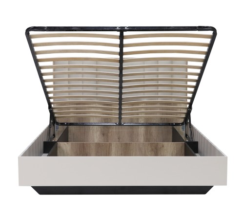 Кровать с подъемным механизмом Джулия 140х200, сатин/дуб каньон/бежевый велюр