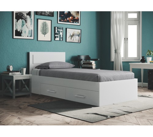 Кровать София с ящиками 120х200, белый + Матрас First SХ 19 120х200