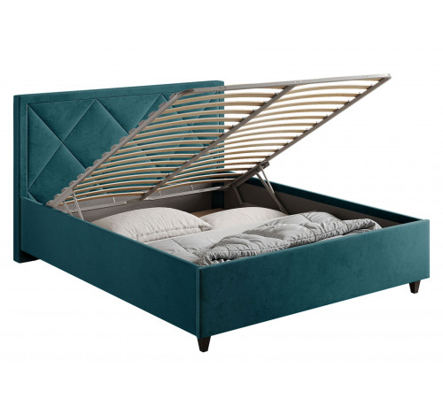 Кровать с подъемным механизмом Хлоя 140х200, изумрудный велюр
