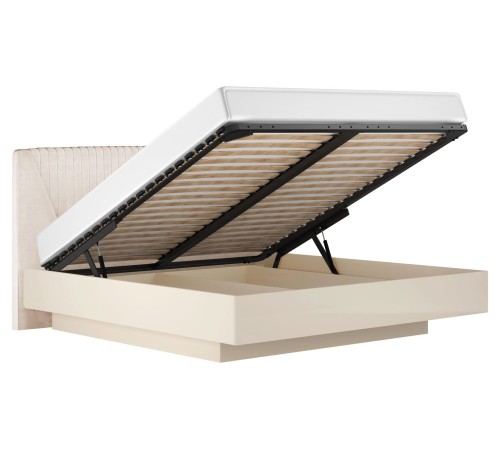 Кровать с внутренним под. мех. Капри ПМ 140х200, сатин/айвори микровелюр Кровать с внутренним под. мех. Капри ПМ 140х200, сатин/айвори микровелюр