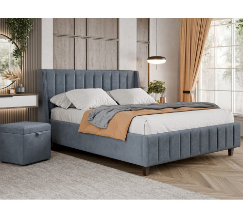 Кровать с подъемным механизмом Одри 180х200, серый велюр