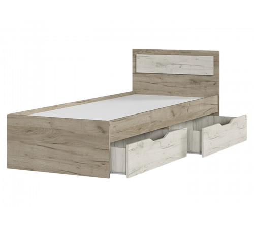Кровать Феста с ящиками 90х200, дуб крафт серый/белый