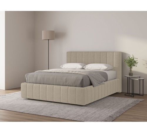 Кровать с подъемным механизмом Аметис 140х200, кремовый велюр