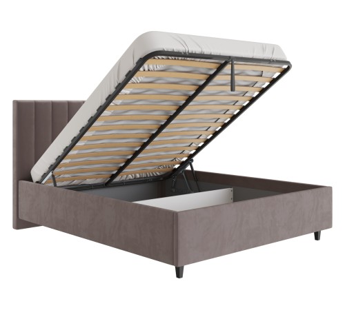 Кровать с подъемным механизмом Симона Люкс ПМ, какао велюр + Матрас Optima S 25 relax 140х200