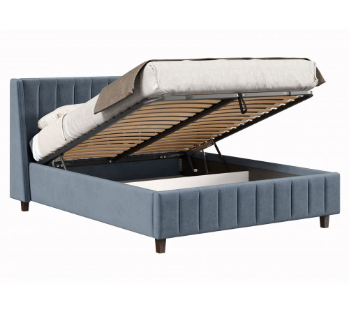 Кровать с подъемным механизмом Одри 160х200, серый велюр