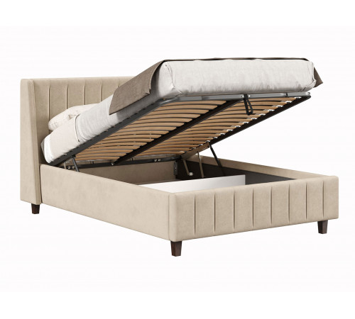 Кровать с подъемным механизмом Одри 140х200, кремовый велюр