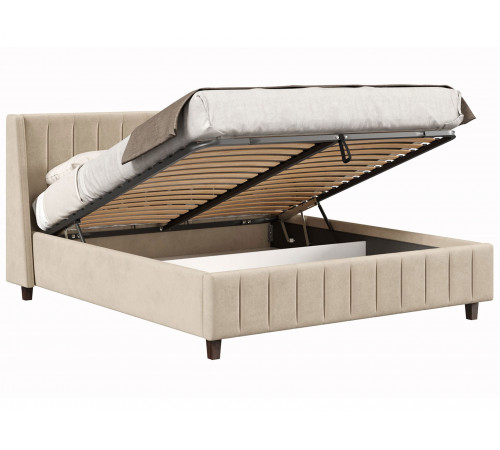 Кровать с подъемным механизмом Одри 180х200, кремовый велюр