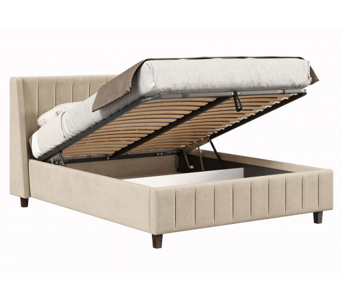 Кровать с подъемным механизмом Одри 160х200, кремовый велюр