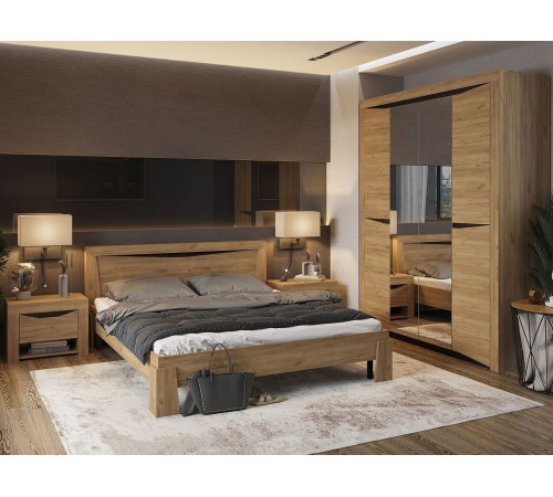 Кровать Паола 160х200, дуб крафт золотой