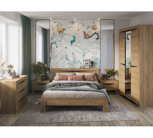 Кровать Паола 160х200, дуб крафт золотой