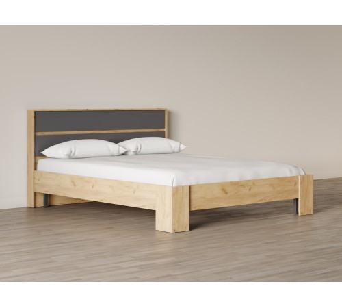 Кровать Хелен 160х200, дуб крафт золотой/графит серый